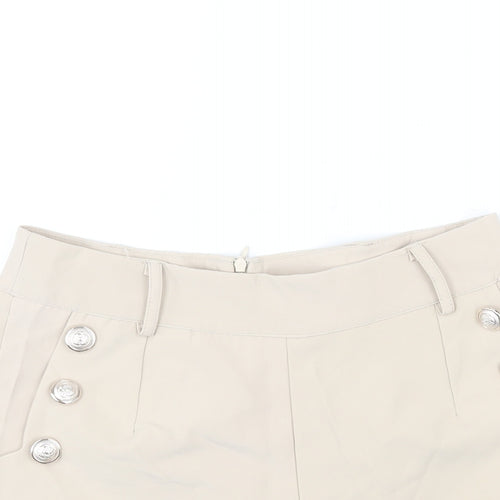 Quiz Womens Beige Polyester Sailor Shorts Size 10 L3 in Regular Zip - Button Detail