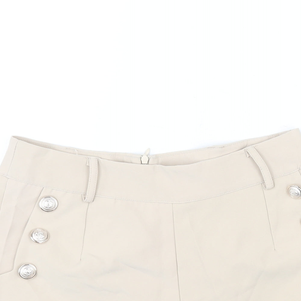 Quiz Womens Beige Polyester Sailor Shorts Size 10 L3 in Regular Zip - Button Detail