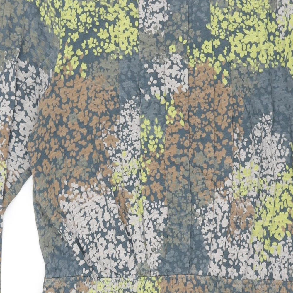 White Stuff Womens Multicoloured Geometric Cotton Shift Size 12 Round Neck Pullover - Floral Print Pleat Detail
