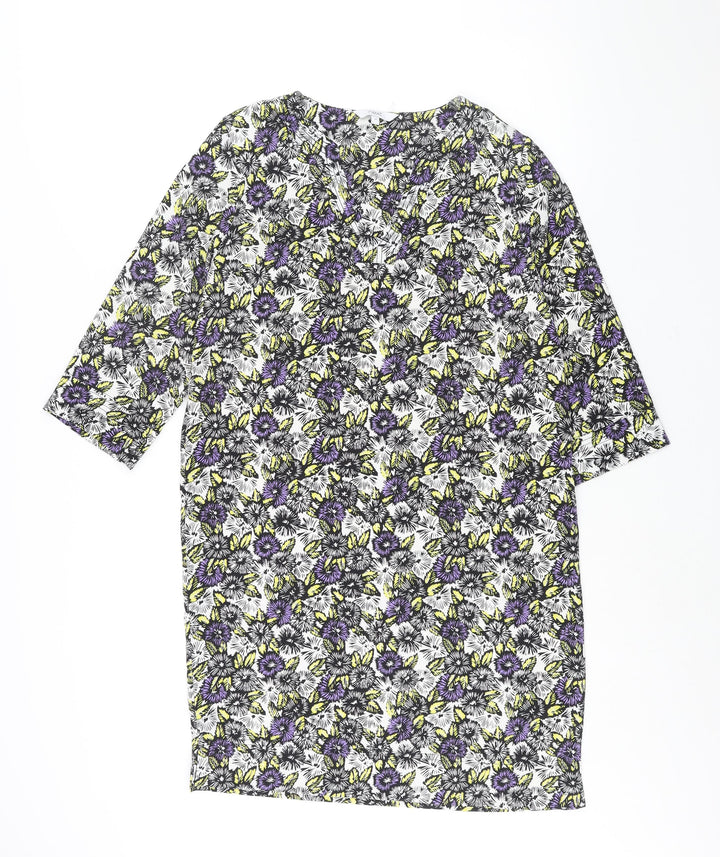 NEXT Womens Multicoloured Geometric Polyester Shift Size 10 V-Neck Pullover - Floral Print