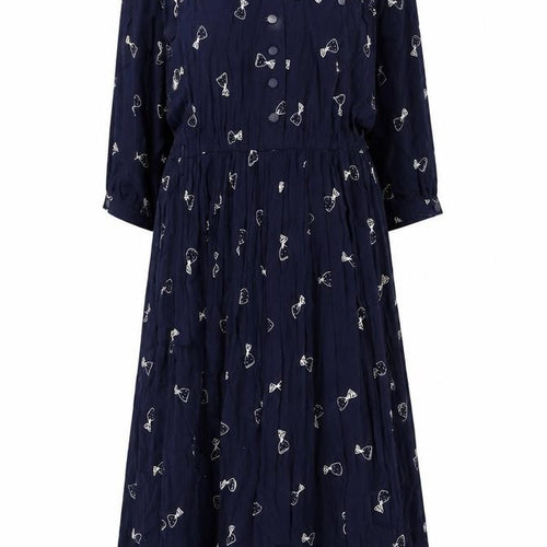 Cartoon Womens Blue Geometric Viscose Maxi Size 14 Round Neck Button - Vintage