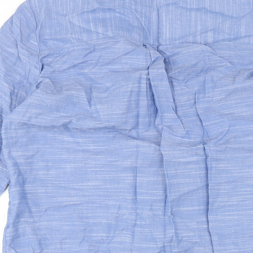 Marks and Womens Blue Cotton Shirt Dress Size 12 Collared Button - Drawstring Detail