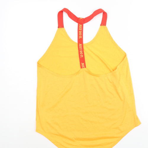 Nike Womens Orange Polyester Basic Tank Size M Scoop Neck Pullover - Logo Just Do It Tape Strap