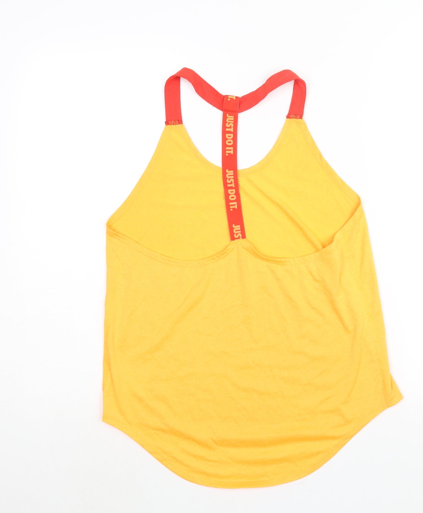 Nike Womens Orange Polyester Basic Tank Size M Scoop Neck Pullover - Logo Just Do It Tape Strap