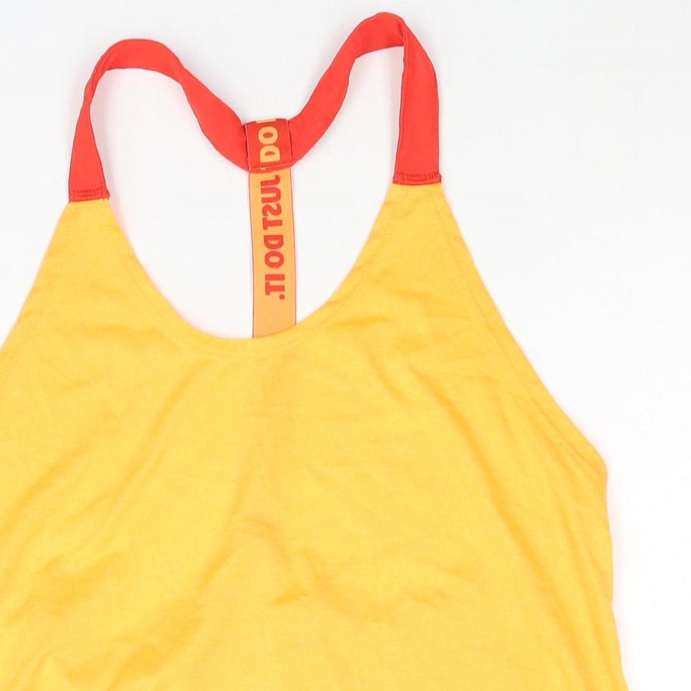 Nike Womens Orange Polyester Basic Tank Size M Scoop Neck Pullover - Logo Just Do It Tape Strap