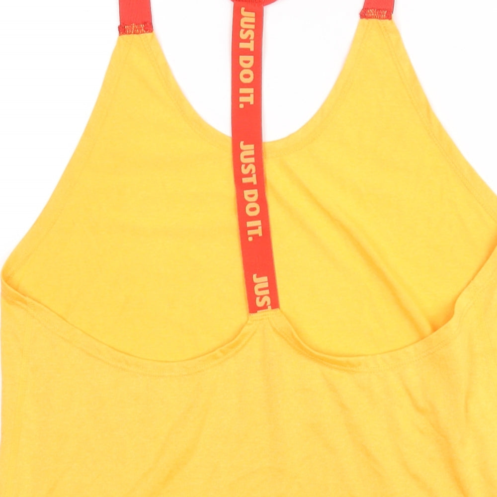 Nike Womens Orange Polyester Basic Tank Size M Scoop Neck Pullover - Logo Just Do It Tape Strap