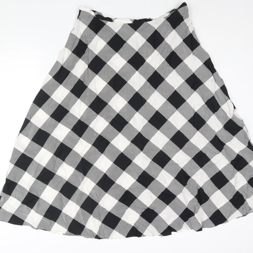 Marks and Spencer Womens Black Check Polyester A-Line Skirt Size 18 Zip