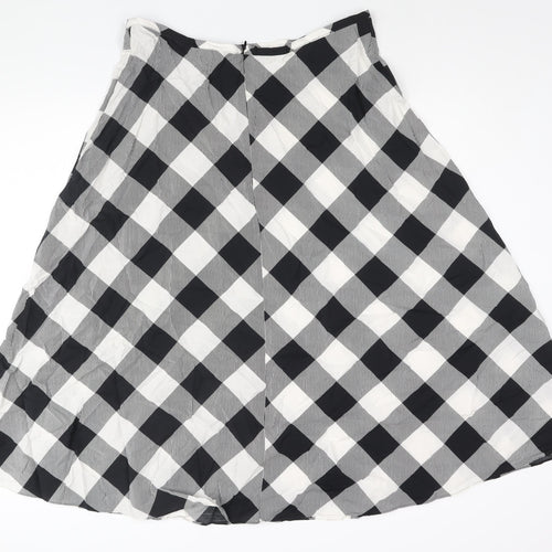 Marks and Spencer Womens Black Check Polyester A-Line Skirt Size 18 Zip