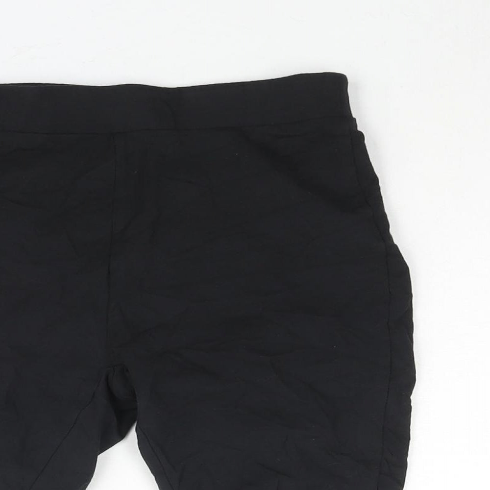 New Look Womens Black Cotton Compression Shorts Size 8 L8 in Regular Pull On