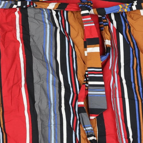 NEXT Womens Multicoloured Striped Cotton A-Line Skirt Size 18 Zip - Belted