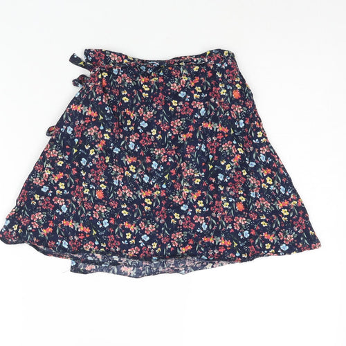 Bershka Womens Blue Geometric Viscose Wrap Skirt Size XS Tie - Floral Print