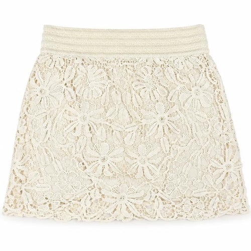 Forever 21 Womens Beige Cotton Mini Skirt Size M - Elasticated Waist