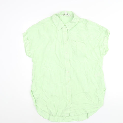 NEXT Womens Green Viscose Basic Button-Up Size M Collared