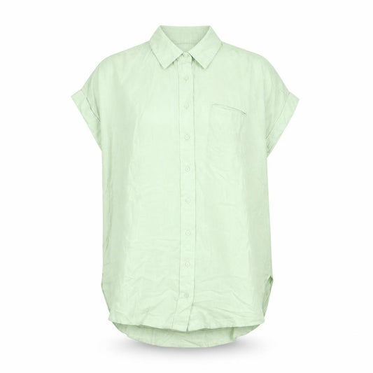 Front view of Next women’s green viscose basic button-up, size M, collared