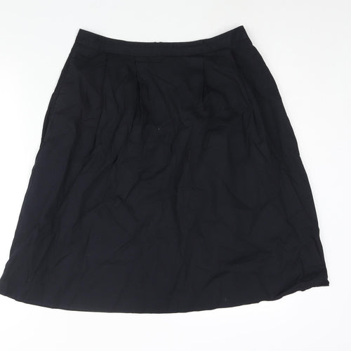 Lands' End Womens Blue Cotton A-Line Skirt Size 6 Zip