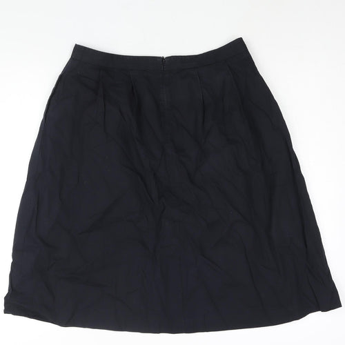 Lands' End Womens Blue Cotton A-Line Skirt Size 6 Zip