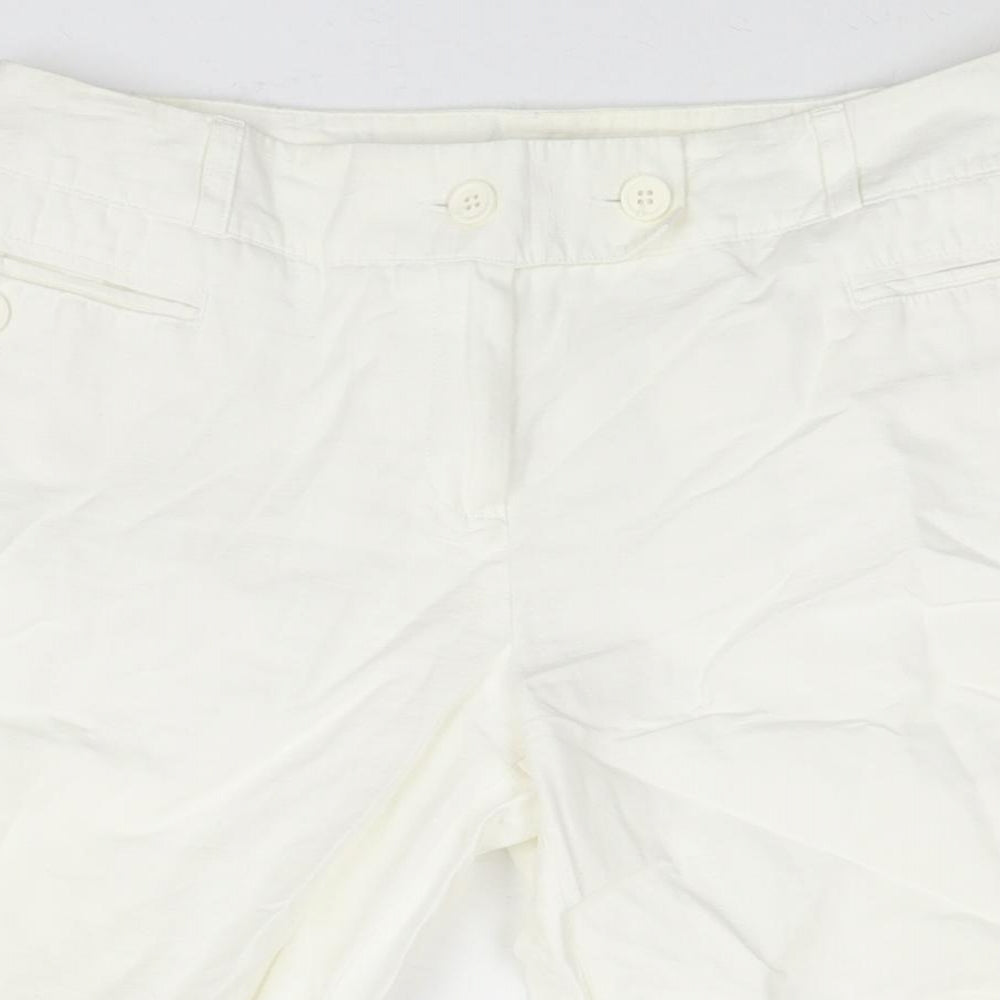 Marks and Spencer Womens Ivory Cotton Bermuda Shorts Size 12 L12 in Regular Zip