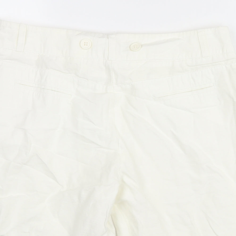 Marks and Spencer Womens Ivory Cotton Bermuda Shorts Size 12 L12 in Regular Zip