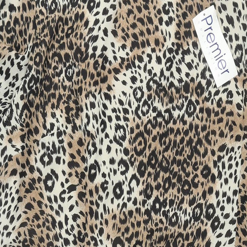 Premier Collection Womens Brown Animal Print Polyester Shift Size 24 Round Neck Zip - Leopard Print
