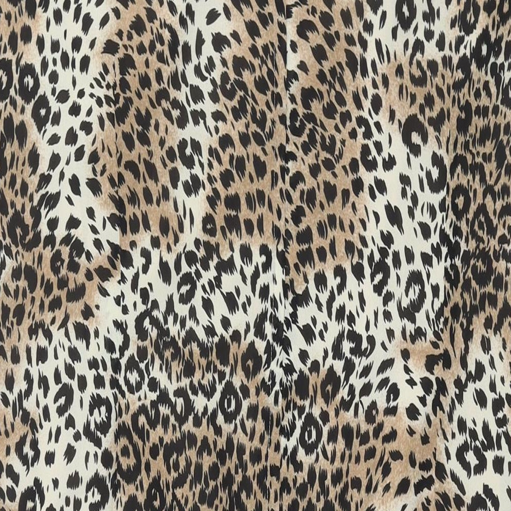 Premier Collection Womens Brown Animal Print Polyester Shift Size 24 Round Neck Zip - Leopard Print