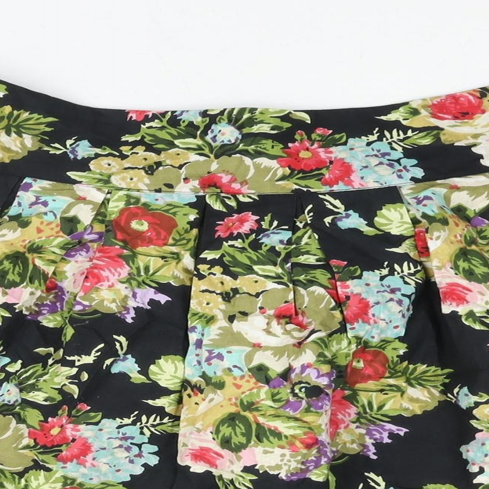 Joe Browns Womens Multicoloured Floral Cotton Flare Skirt Size 10 Zip - Belted