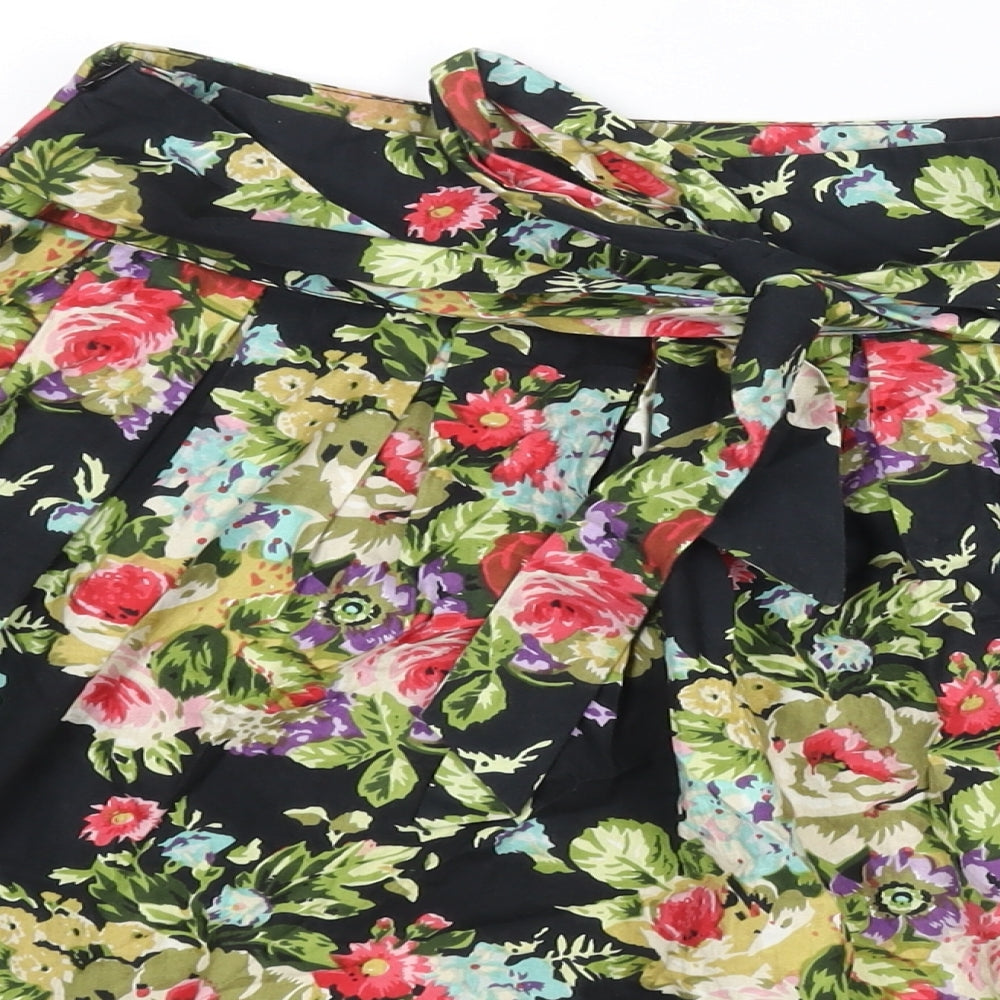 Joe Browns Womens Multicoloured Floral Cotton Flare Skirt Size 10 Zip - Belted