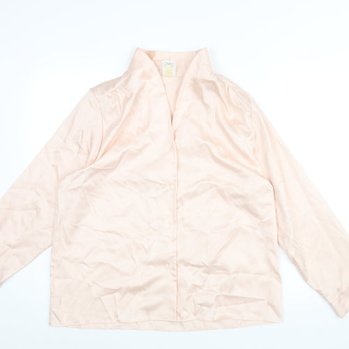 St Michael Womens Pink Polyester Basic Blouse Size 16 V-Neck