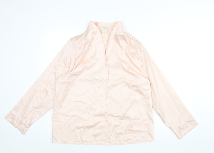St Michael Womens Pink Polyester Basic Blouse Size 16 V-Neck