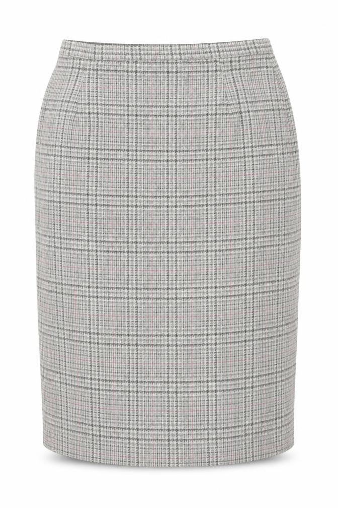 Cotswold Collections Womens Grey Check Wool Straight & Pencil Skirt Size 18 Zip
