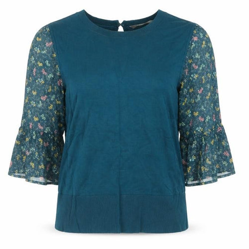 Oasis Womens Black Round Neck Viscose Pullover Jumper Size M - Floral Lace Sleeve