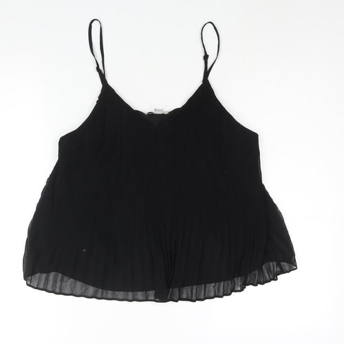 Topshop Womens Black Polyester Camisole Blouse Size 12 V-Neck - Plisse