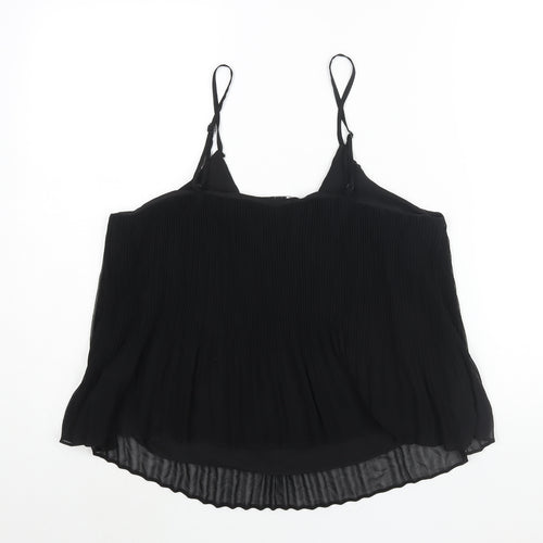 Topshop Womens Black Polyester Camisole Blouse Size 12 V-Neck - Plisse