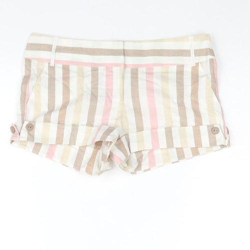 Charlotte Russe Womens Multicoloured Striped Cotton Basic Shorts Size 10 L3 in Regular Zip