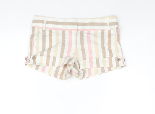 Charlotte Russe Womens Multicoloured Striped Cotton Basic Shorts Size 10 L3 in Regular Zip