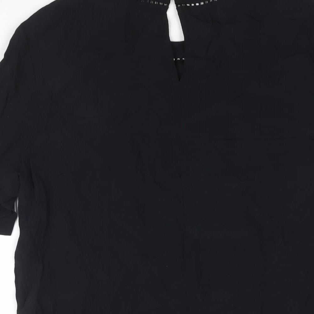 Marks and Spencer Womens Black Viscose Basic Blouse Size 10 Round Neck