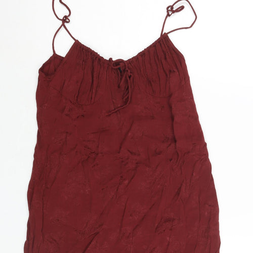 Motel Womens Red Floral Polyester Mini Size S Sweetheart Zip - Tie Detail