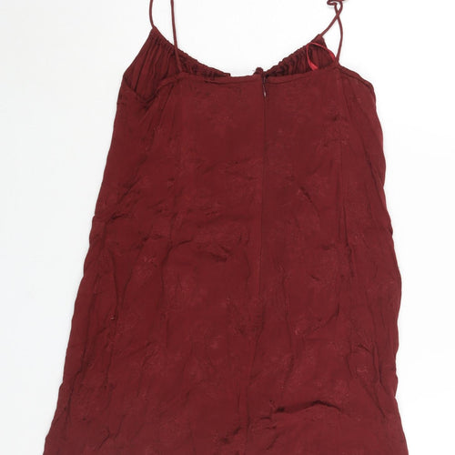 Motel Womens Red Floral Polyester Mini Size S Sweetheart Zip - Tie Detail