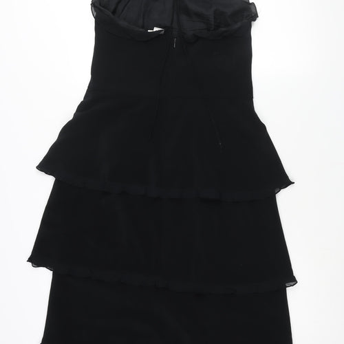 Emma Somerset Womens Black Polyester Maxi Size 12 Halter Zip - Layered Frill