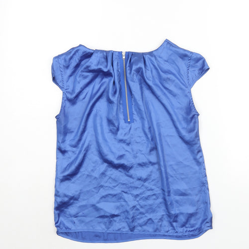 Oasis Womens Blue Polyester Basic Blouse Size 10 Round Neck