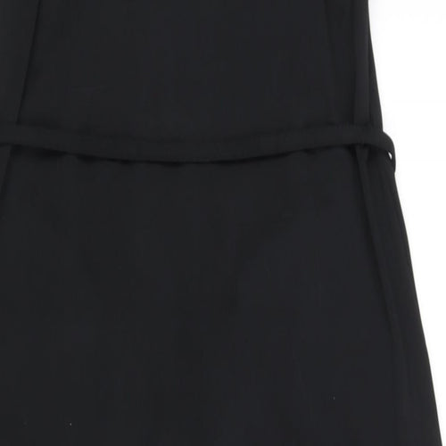River Island Womens Black Polyester Maxi Size 10 V-Neck Pullover - Side Slits Belted