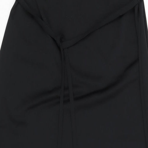 River Island Womens Black Polyester Maxi Size 10 V-Neck Pullover - Side Slits Belted