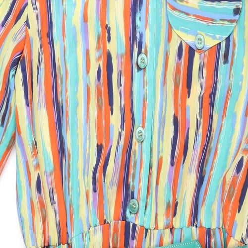 Shubette Womens Multicoloured Geometric Polyester Shift Size 14 Collared Button - Belted