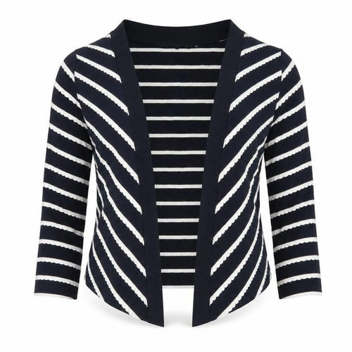 Store Twenty One Womens Black V-Neck Striped Polyester Cardigan Jumper Size 12