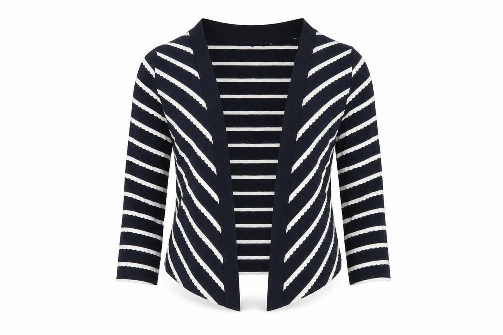 Store Twenty One Womens Black V-Neck Striped Polyester Cardigan Jumper Size 12