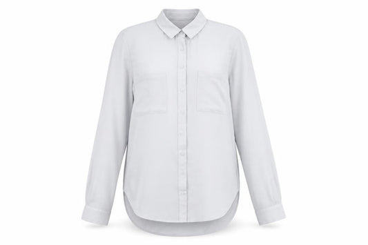 Front view of New Look women’s grey polyester basic button-up, size UK 12, collared