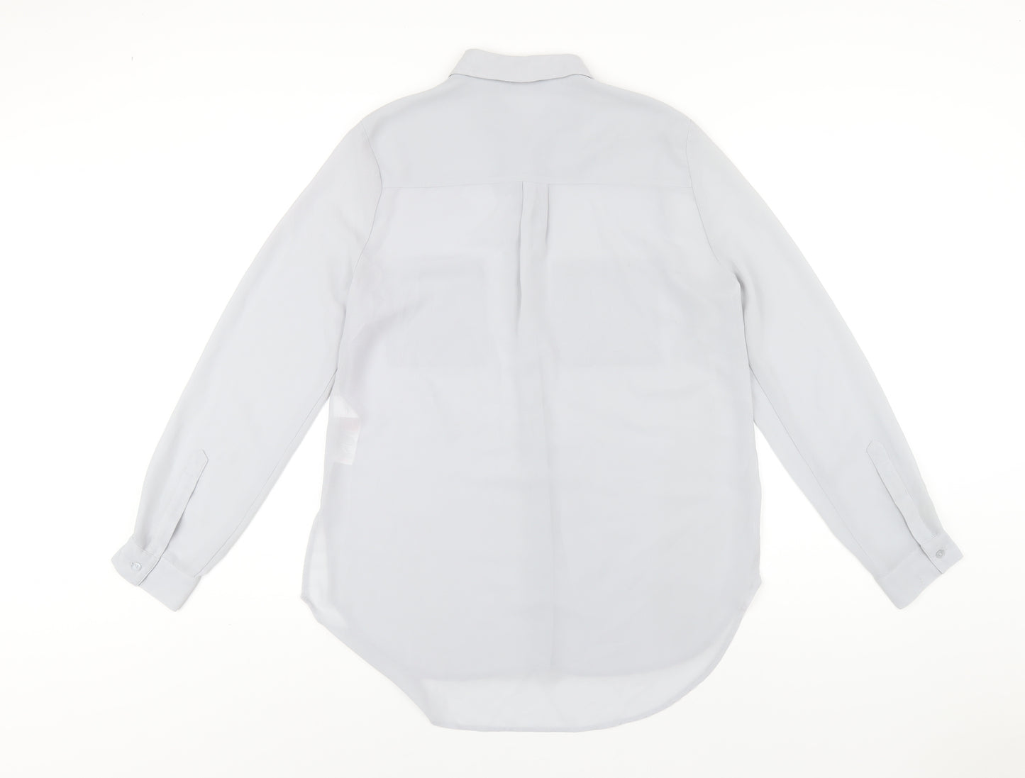 New Look Womens Grey Polyester Basic Button-Up Size 12 Collared