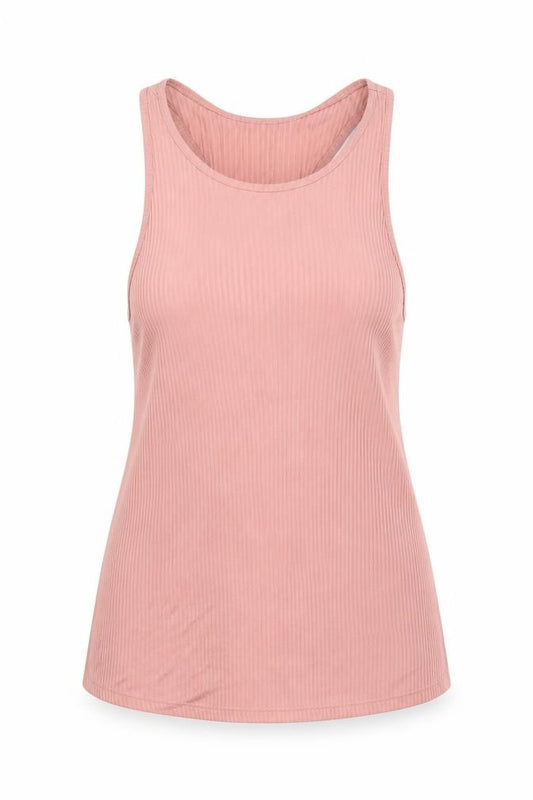 Front view of H&M women’s pink polyester basic tank, size XS, round neck pullover