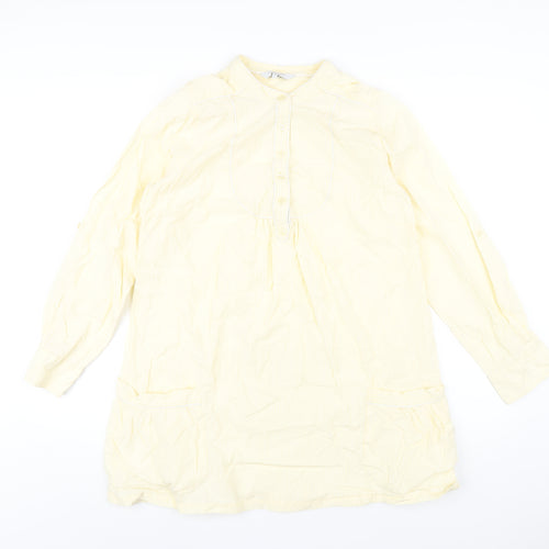 mamas & papas Womens Yellow Striped Cotton Basic T-Shirt Size 14 Round Neck