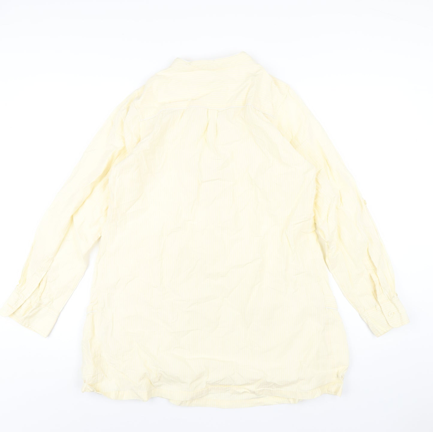mamas & papas Womens Yellow Striped Cotton Basic T-Shirt Size 14 Round Neck