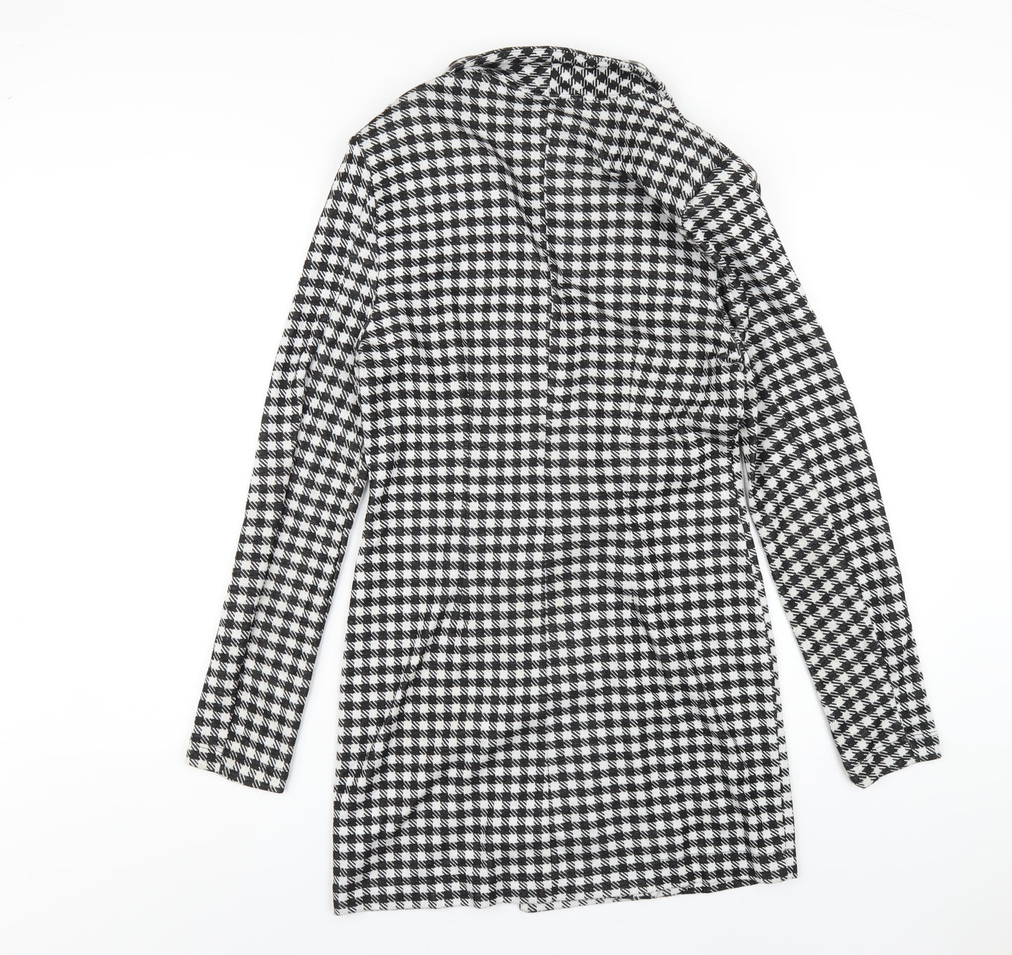 ASOS Womens Black Check Polyester Jacket Dress Size 12 Collared Button